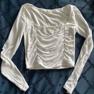 Aritzia Wilfred Ivory Ruched Blouse size small